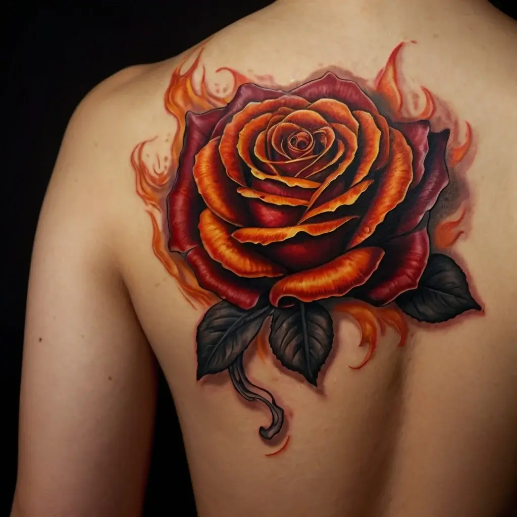 rose on fire tattoos (72)