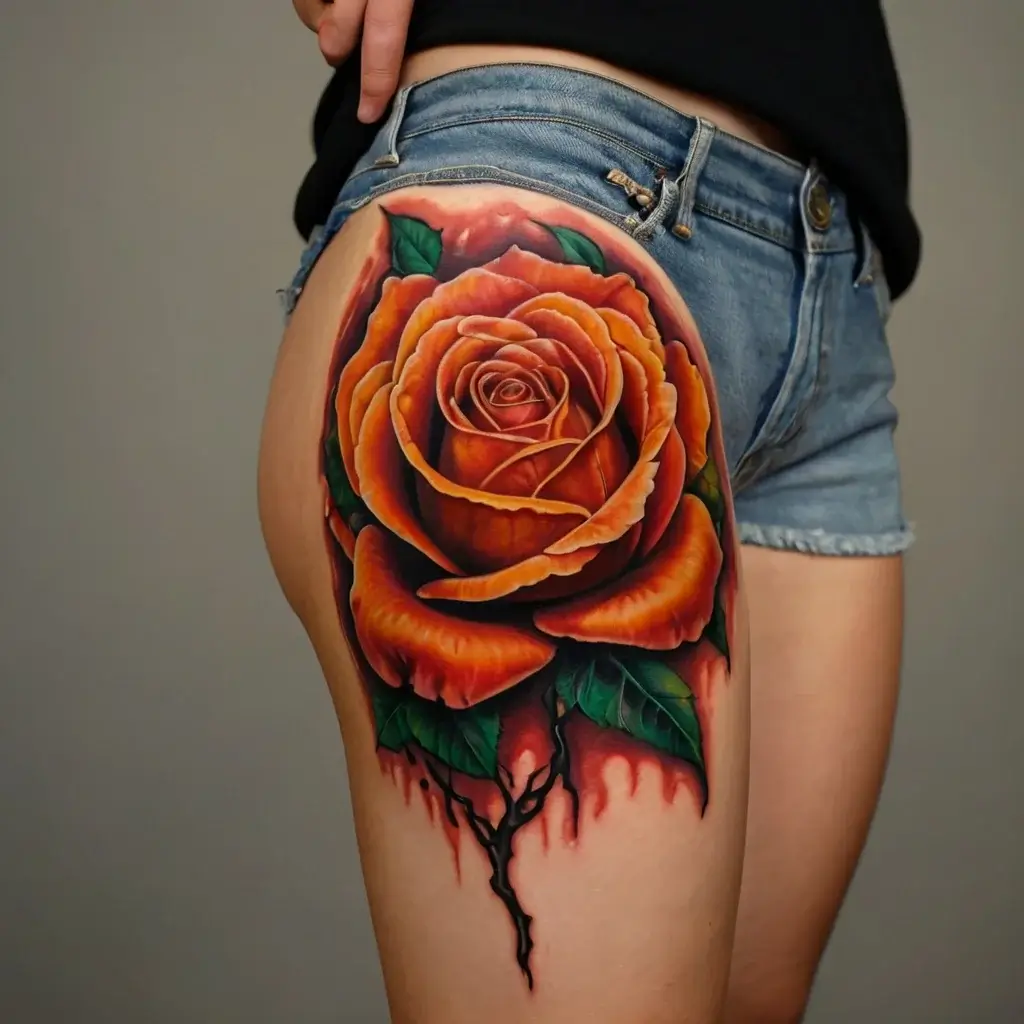 rose on fire tattoos (74)