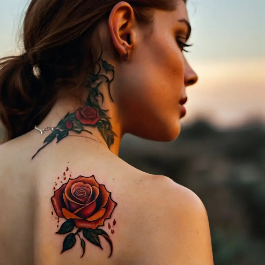 rose on fire tattoos (76)