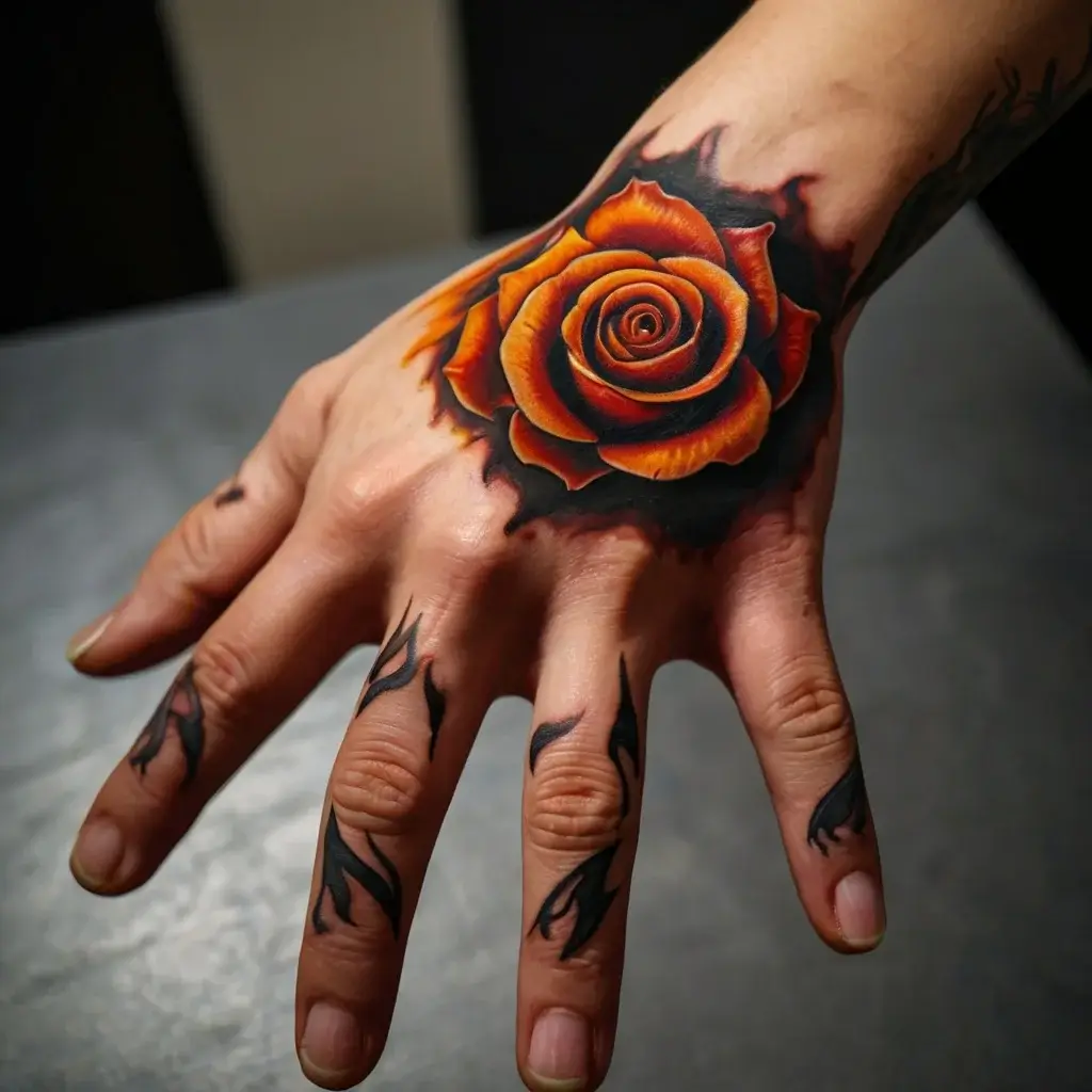 rose on fire tattoos (77)