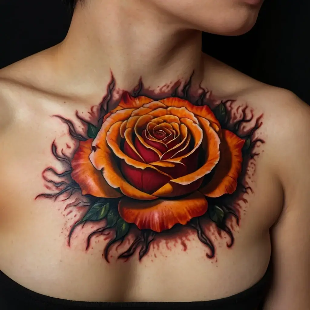 rose on fire tattoos (79)