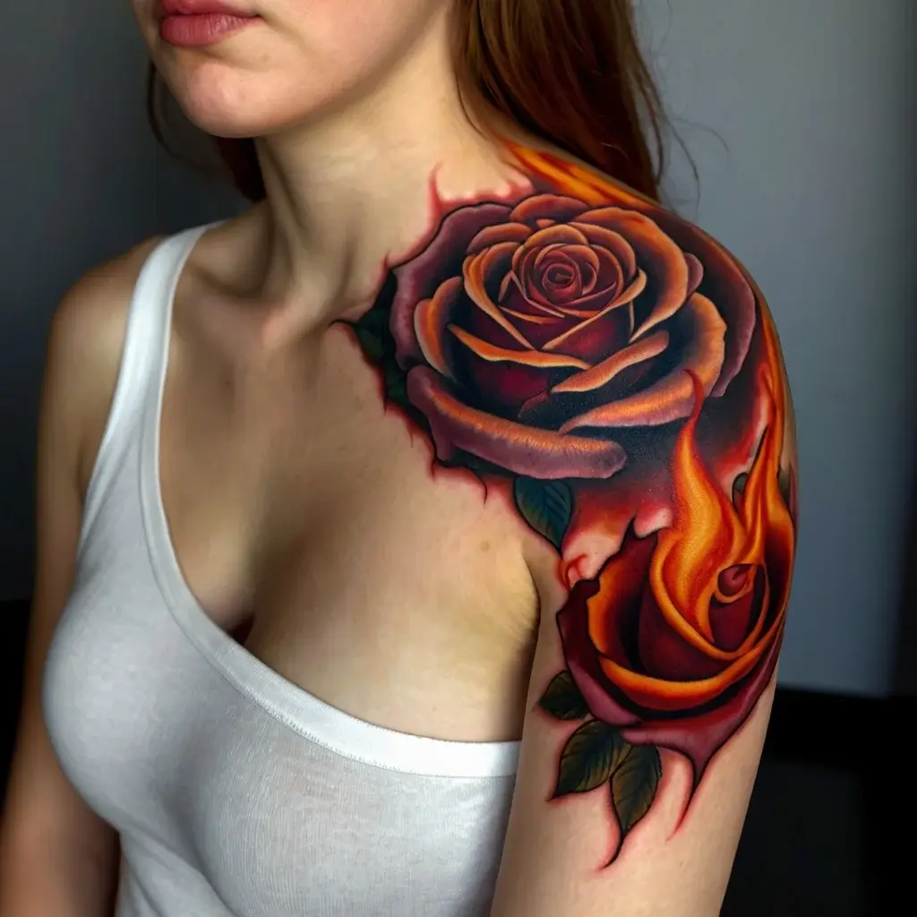 rose on fire tattoos (81)