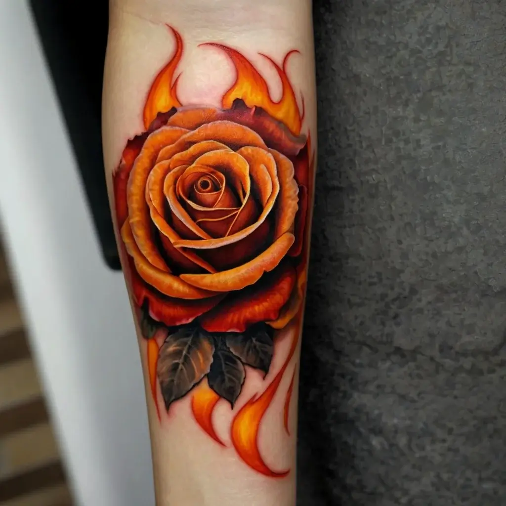 rose on fire tattoos (83)