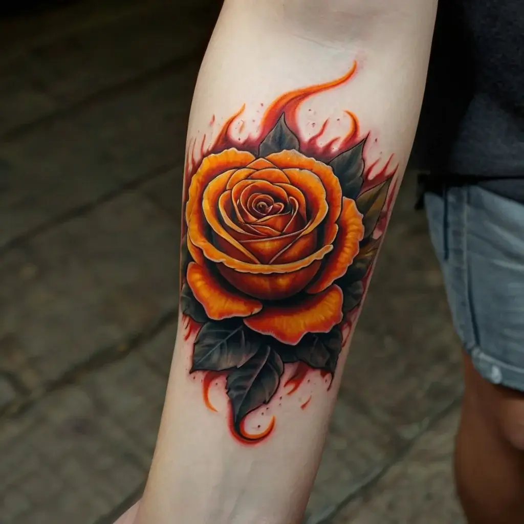 rose on fire tattoos (86)