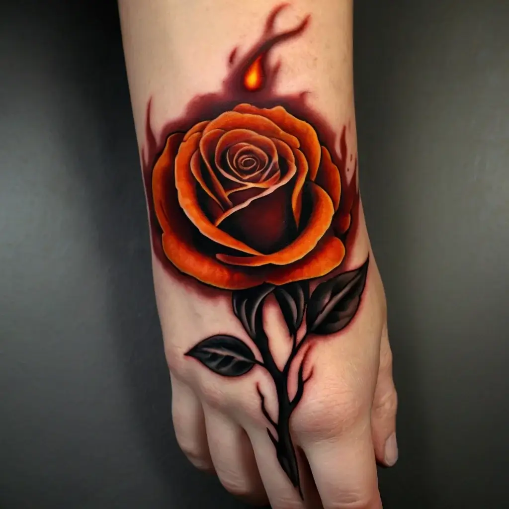 rose on fire tattoos (88)