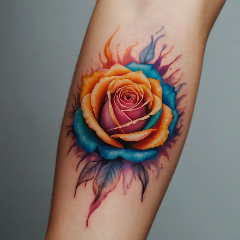 rose on fire tattoos (90)