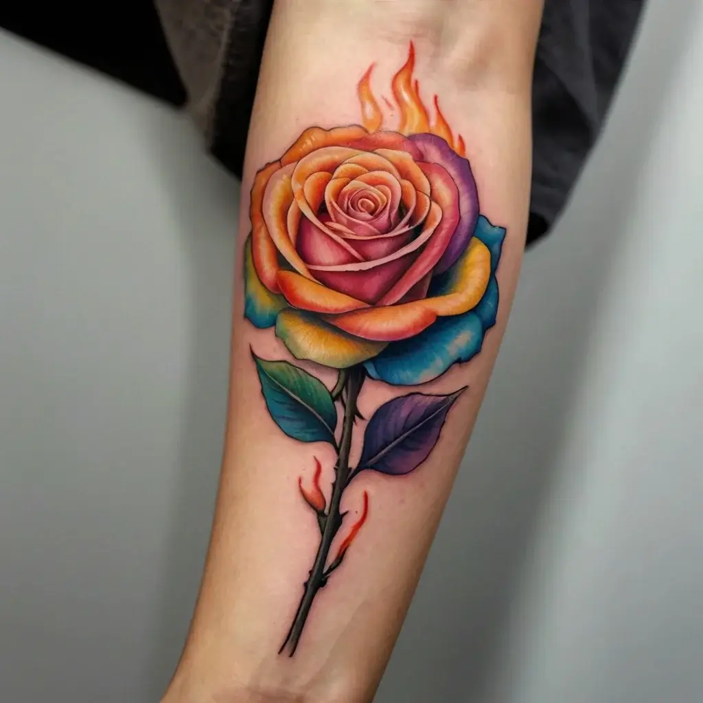 rose on fire tattoos (91)