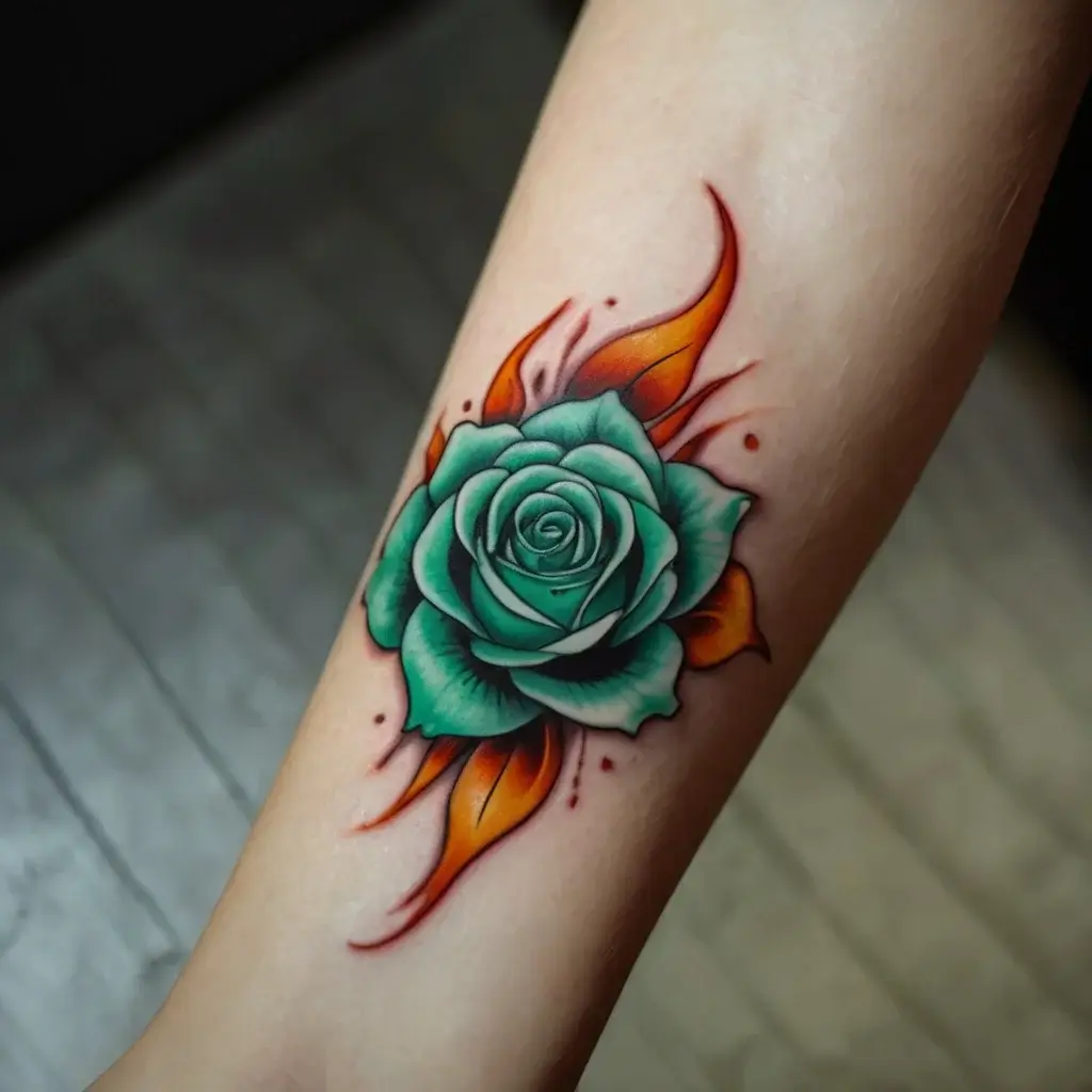 rose on fire tattoos (93)