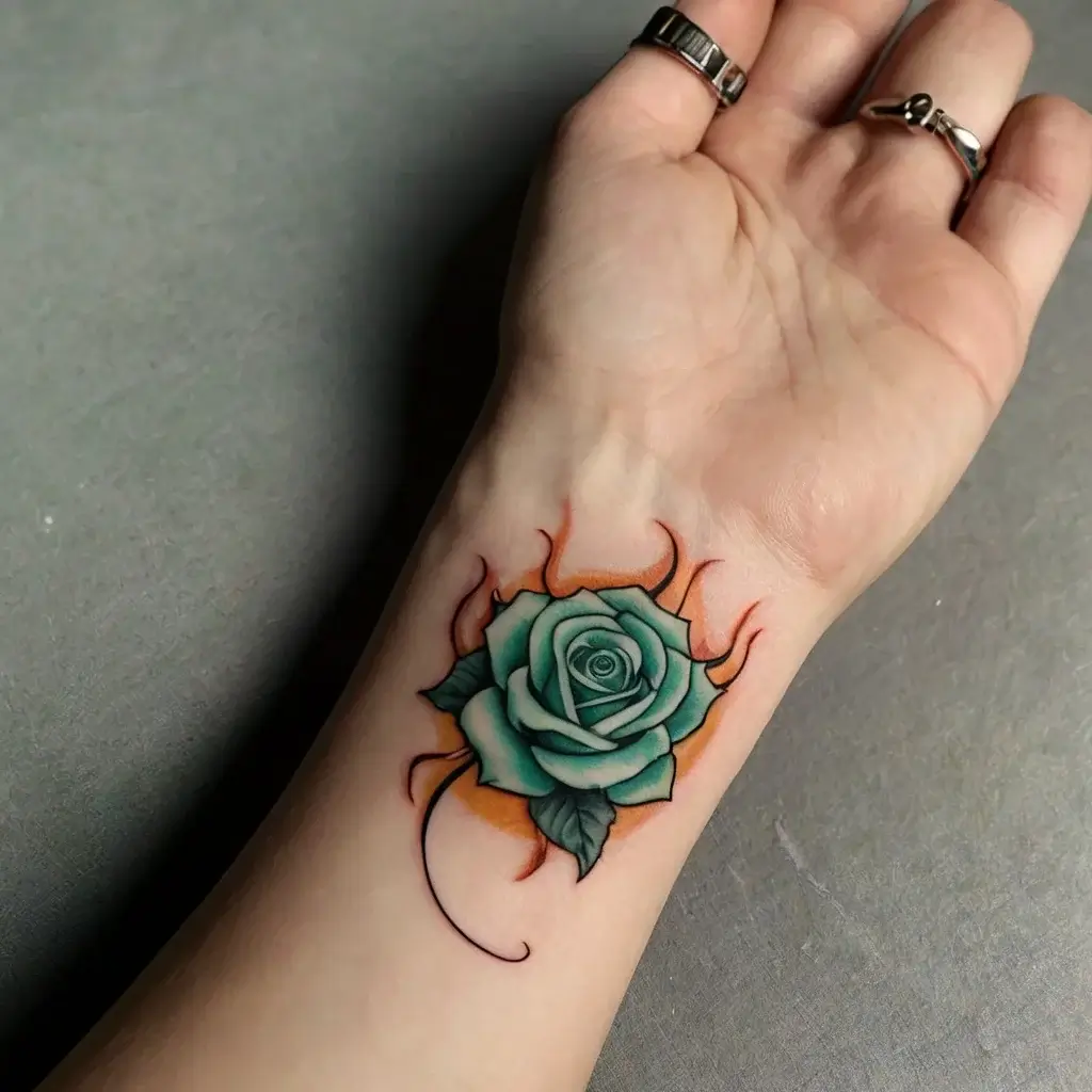 rose on fire tattoos (95)