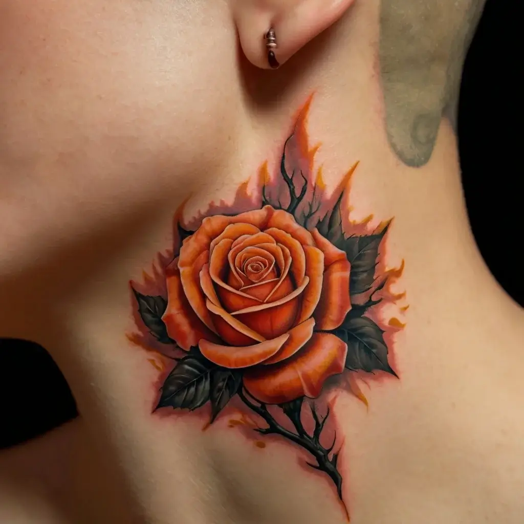 rose on fire tattoos (98)