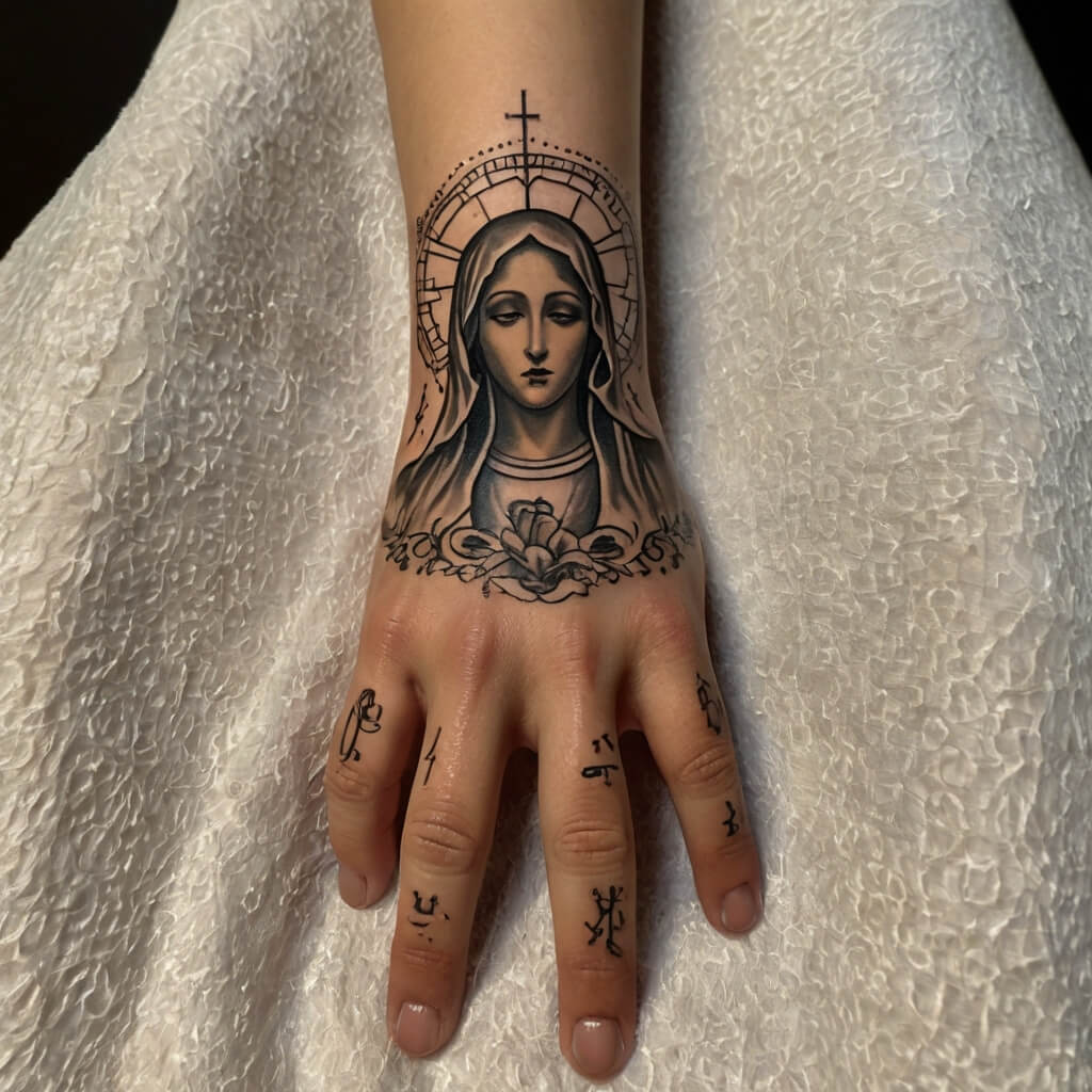 virgin hand mary tattoos (30)