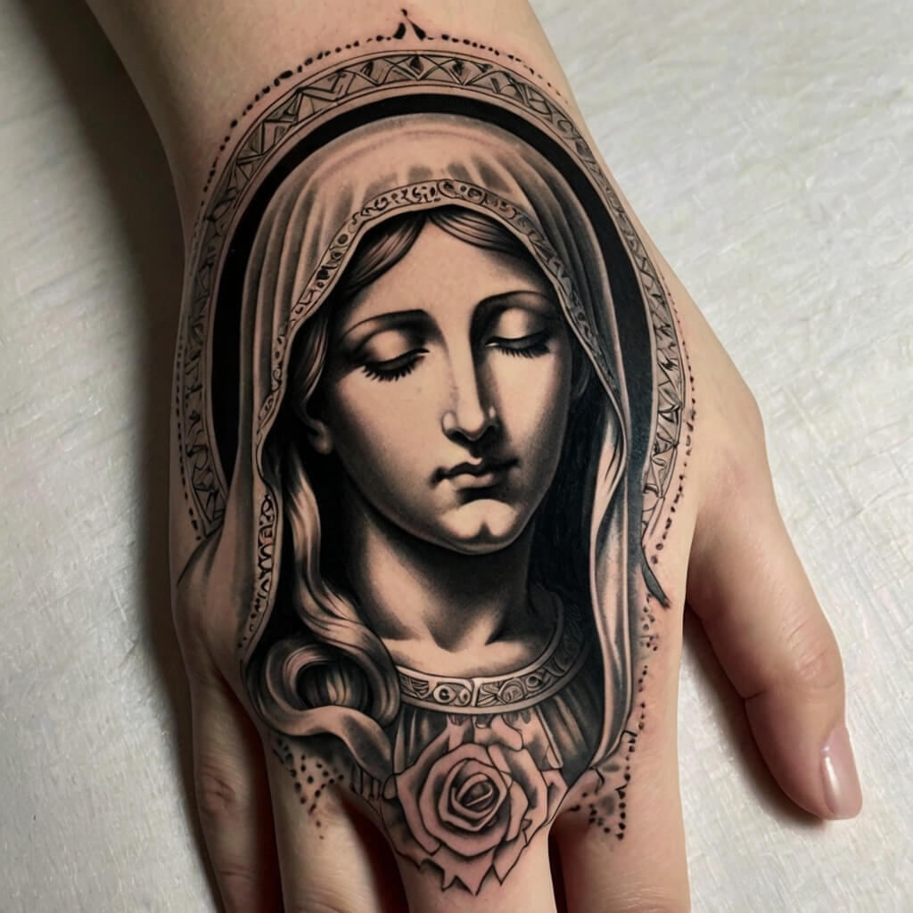 virgin hand mary tattoos (33)