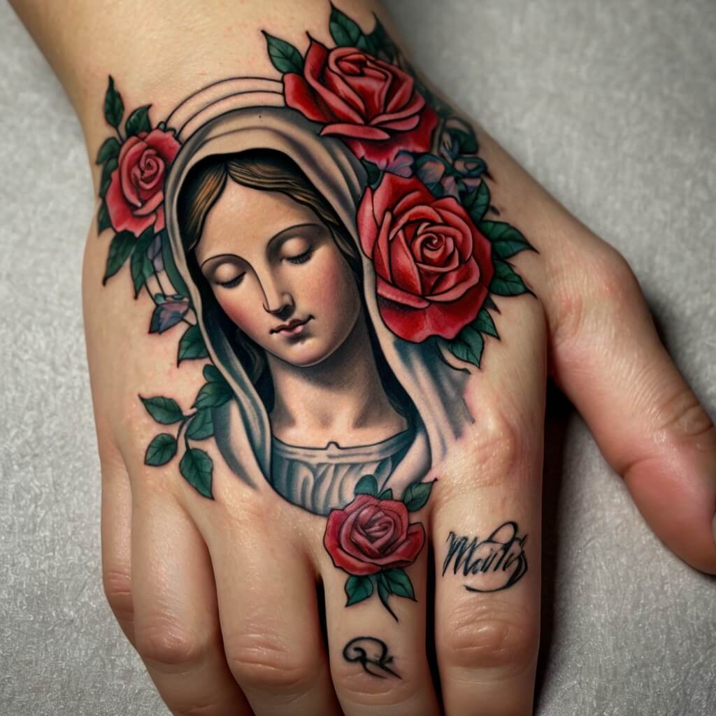 virgin hand mary tattoos (35)