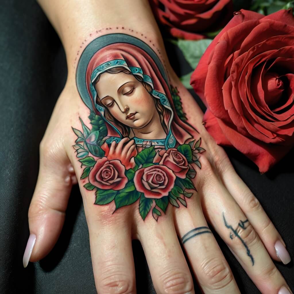 virgin hand mary tattoos (36)