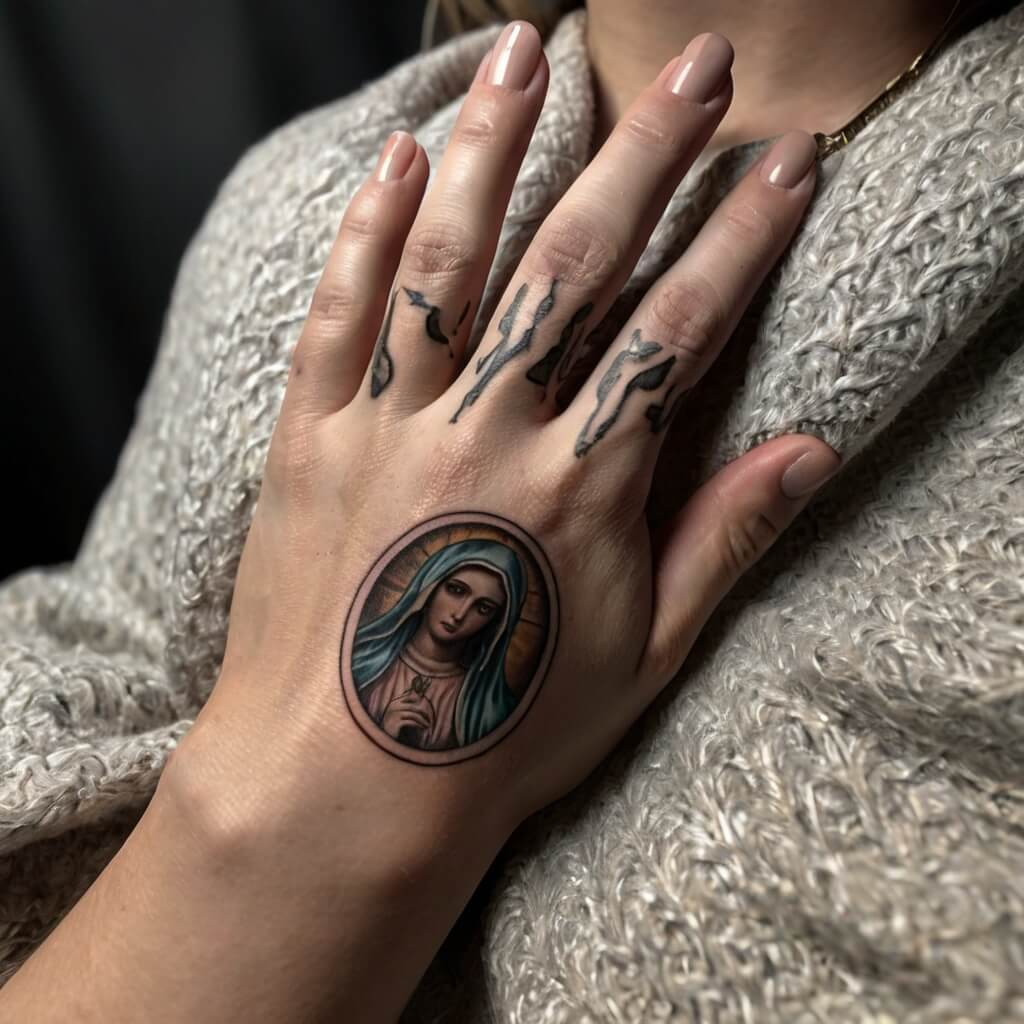 virgin hand mary tattoos (40)