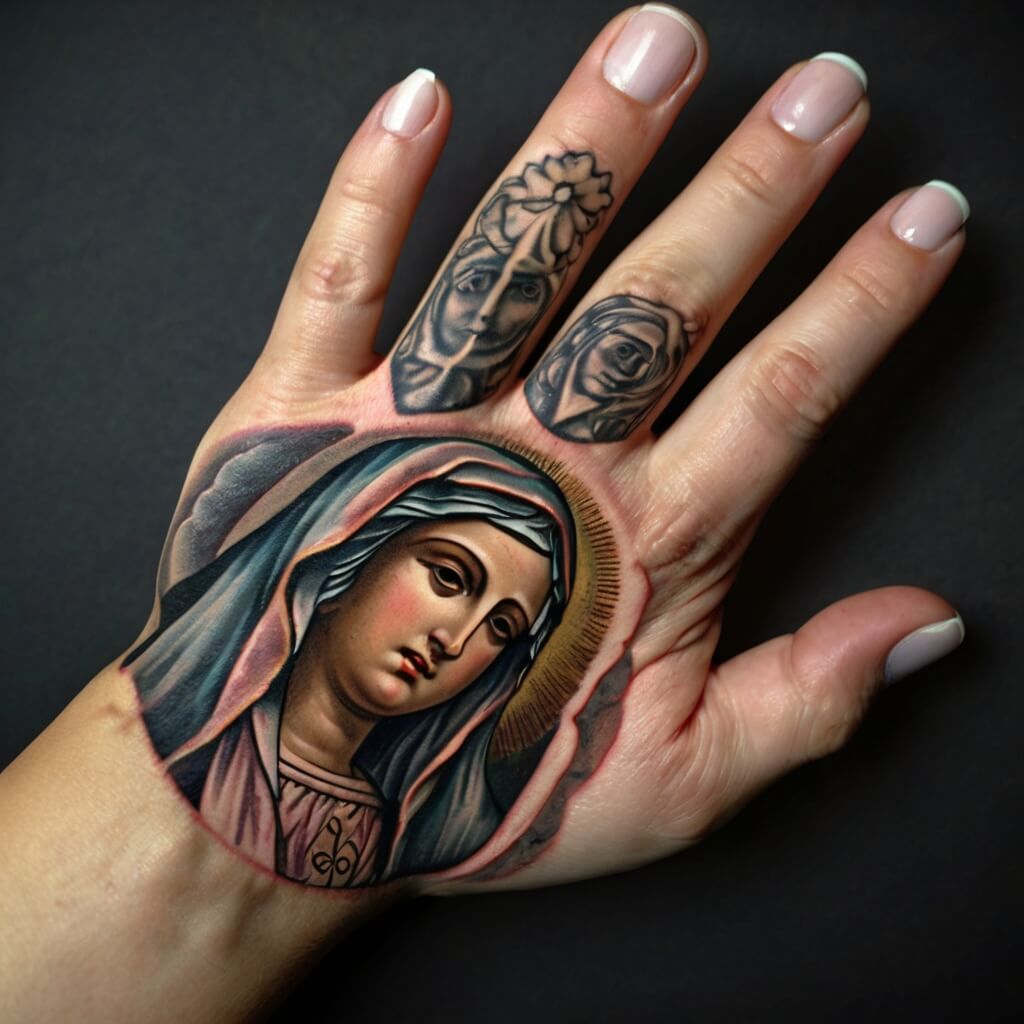 virgin hand mary tattoos (44)