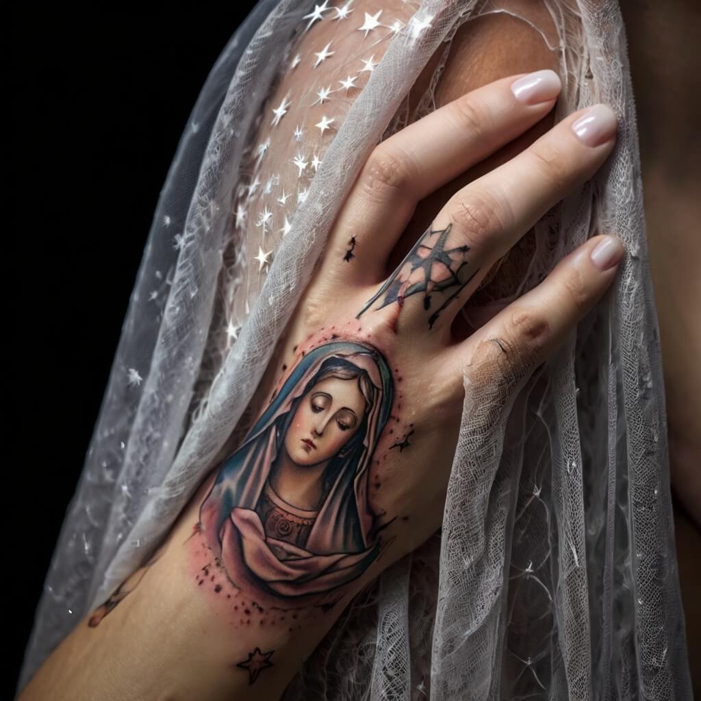 virgin hand mary tattoos (46)