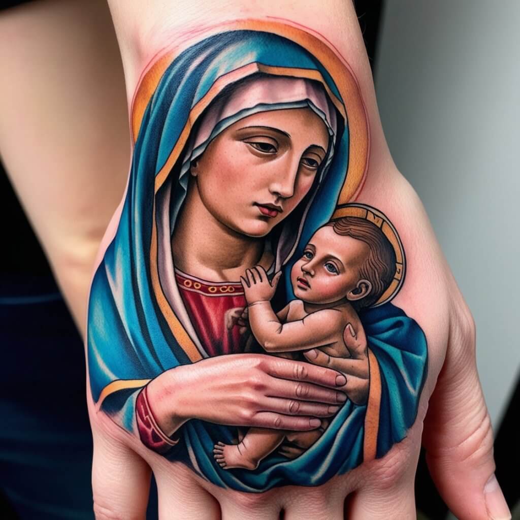 virgin hand mary tattoos (47)