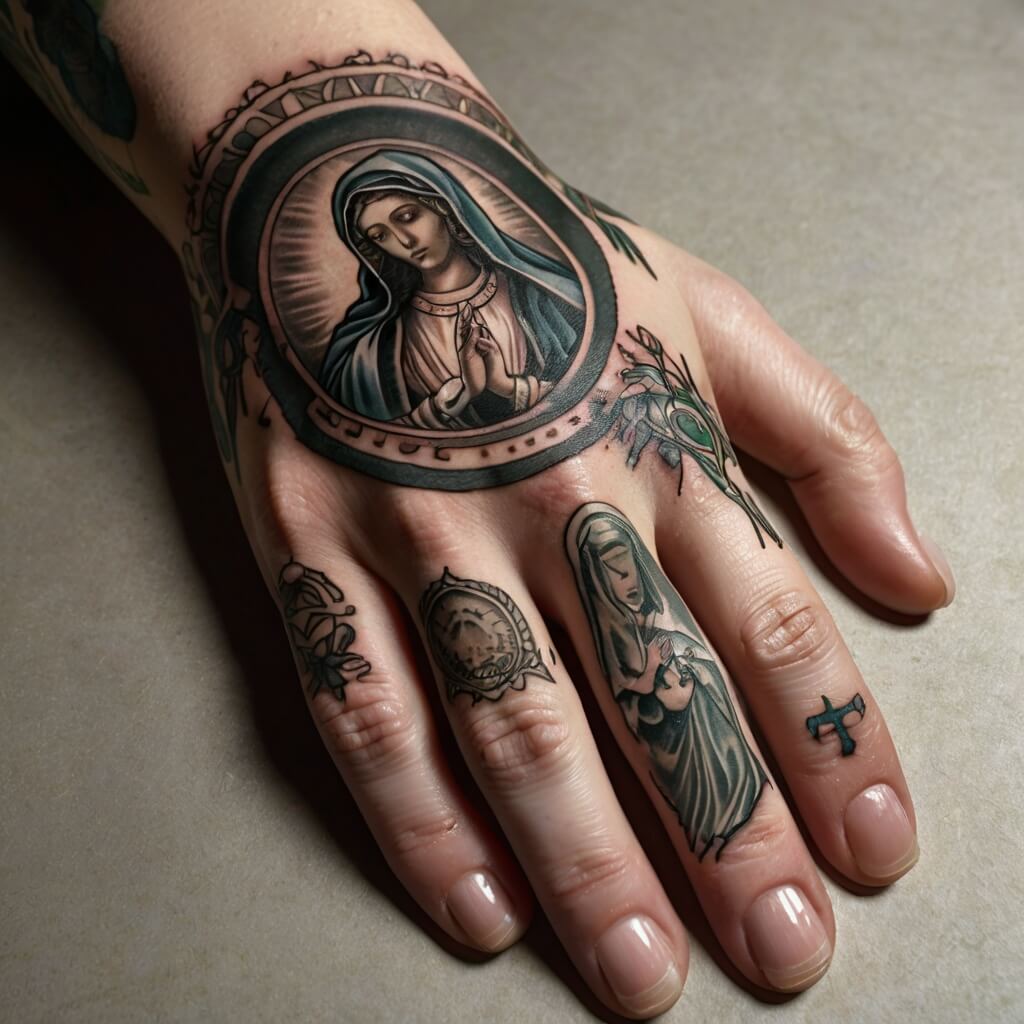 virgin hand mary tattoos (5)