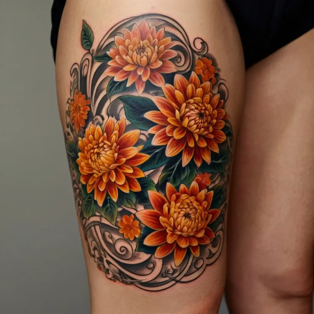 Chrysanthemum Tattoos (6)