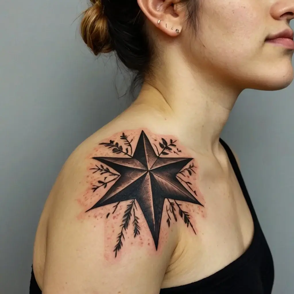 Shoulder star tattoos (60)