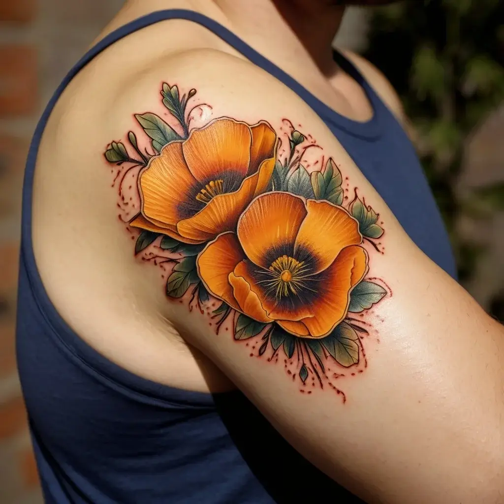 california poppy tattoo (1)