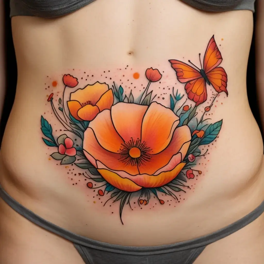 california poppy tattoo (13)