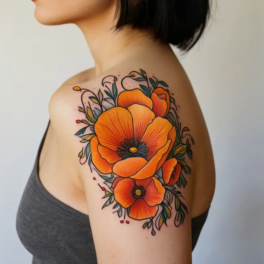 california poppy tattoo (17)