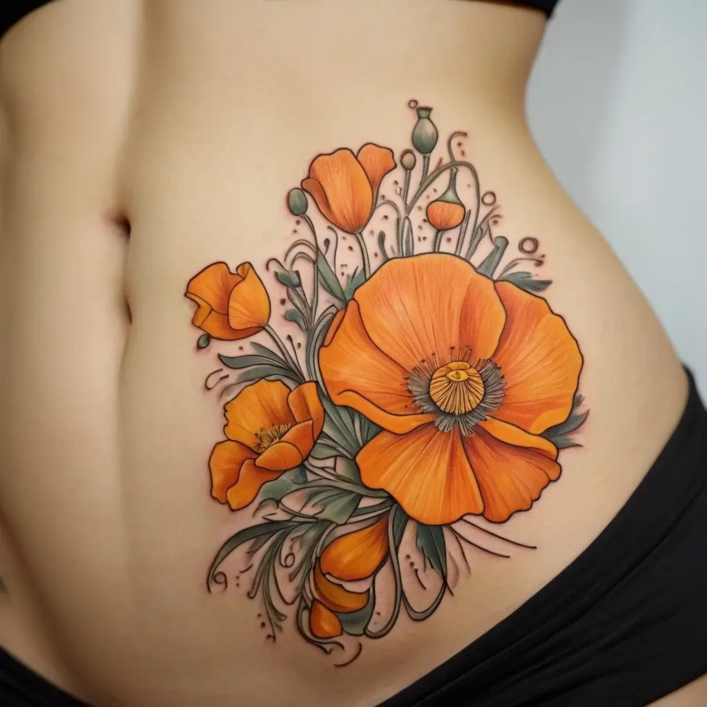 california poppy tattoo (27)