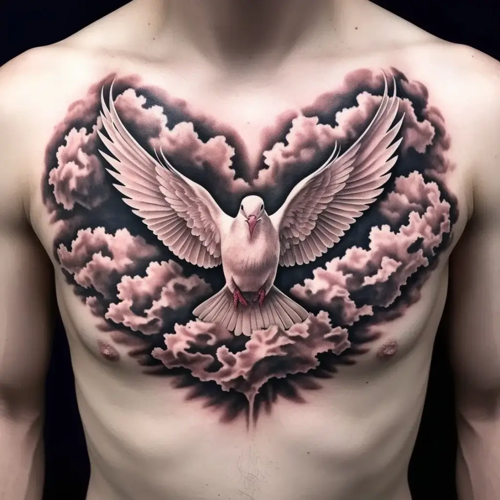 dove tattoos with clouds (10)