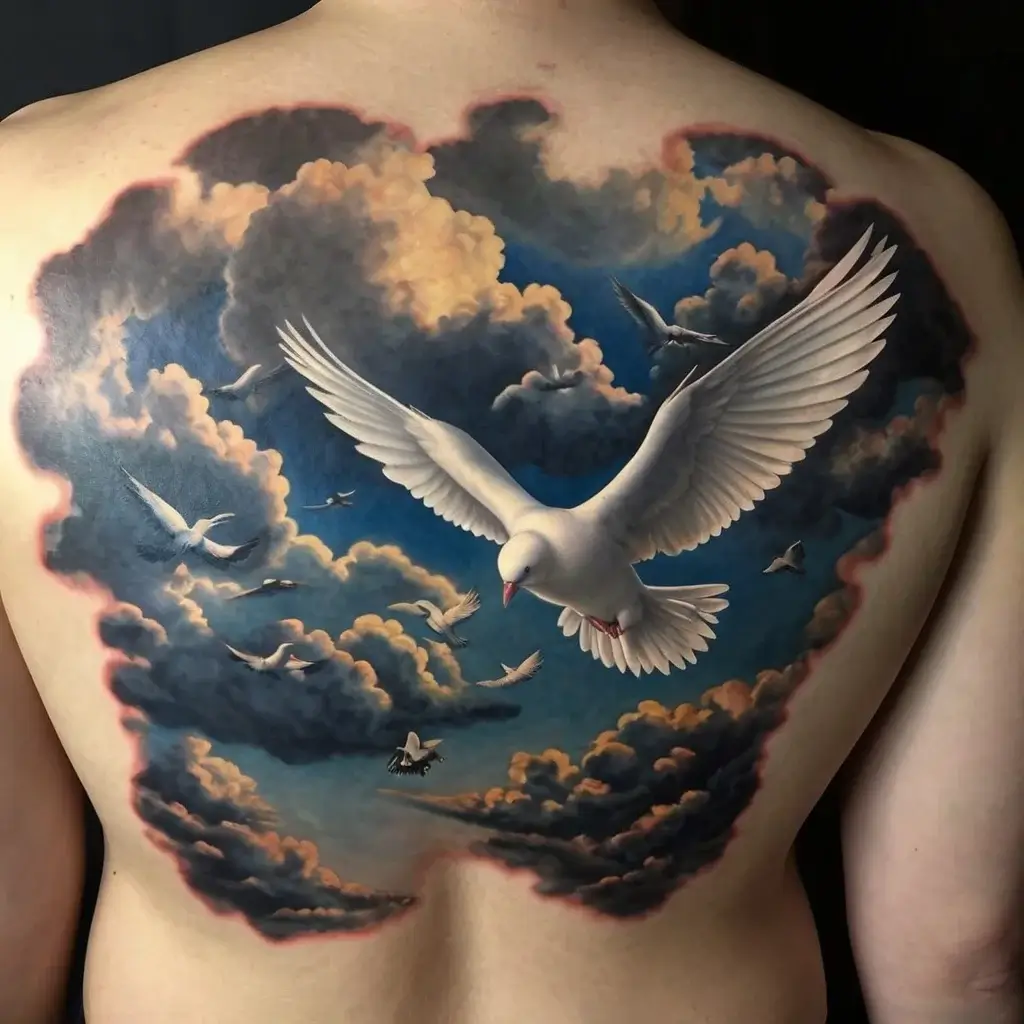 dove tattoos with clouds (14)