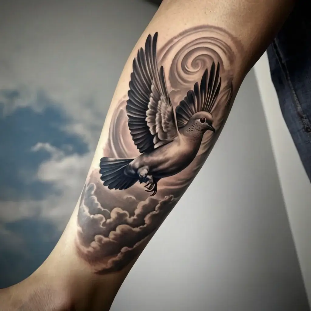 dove tattoos with clouds (18)