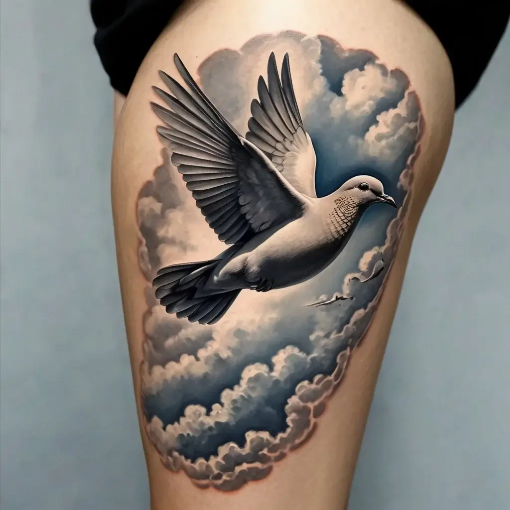 dove tattoos with clouds (21)