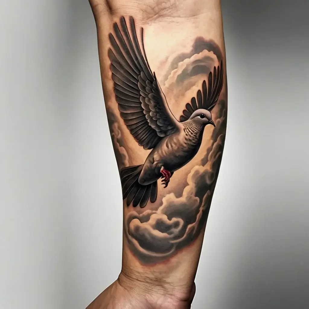 dove tattoos with clouds (22)