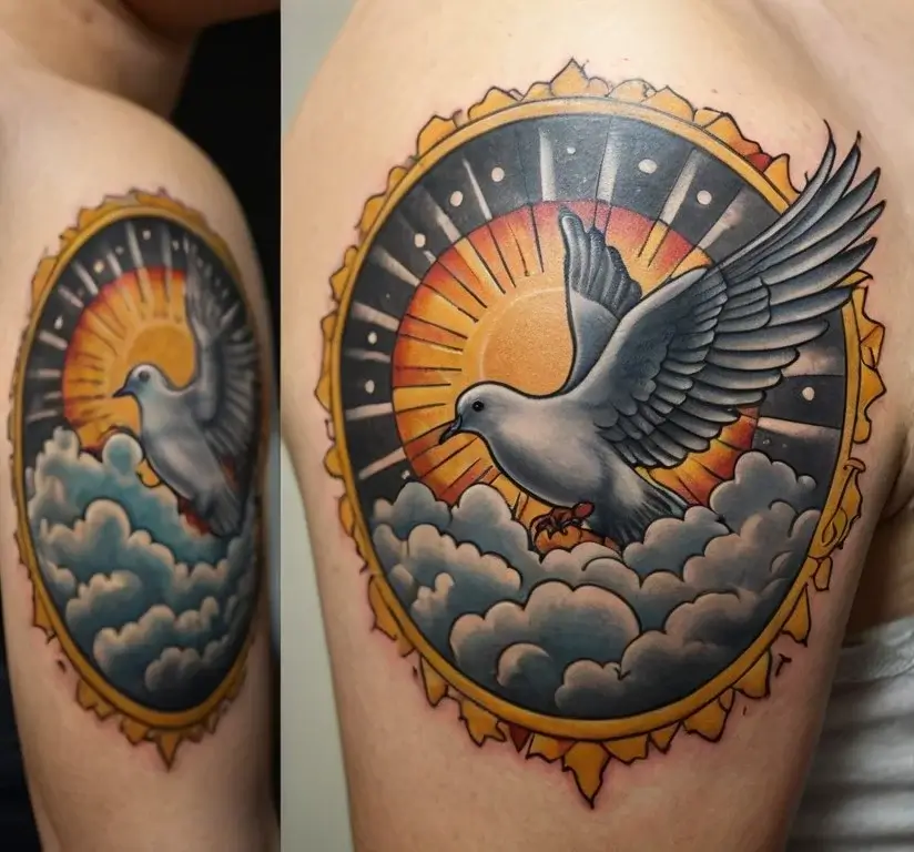 dove tattoos with clouds (23)