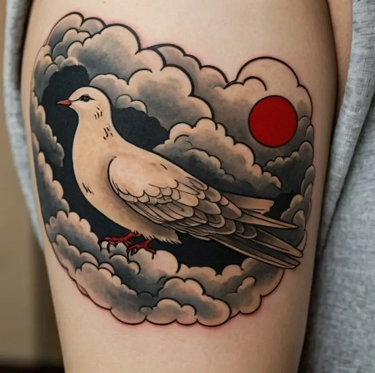 dove tattoos with clouds (24)