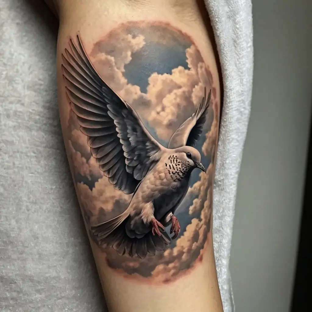 dove tattoos with clouds (31)