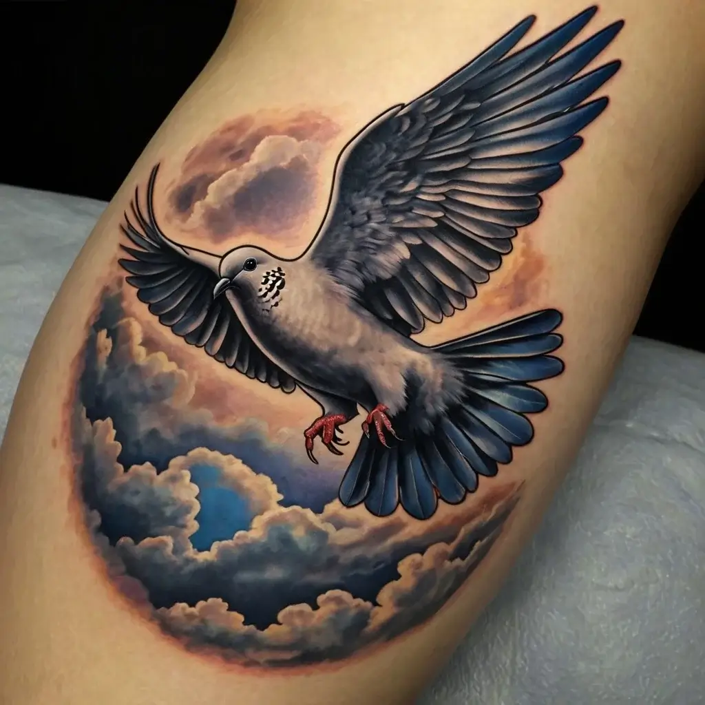 dove tattoos with clouds (32)