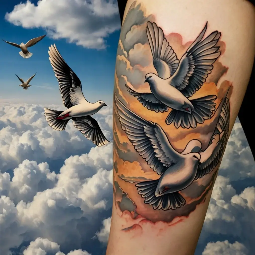 dove tattoos with clouds (33)