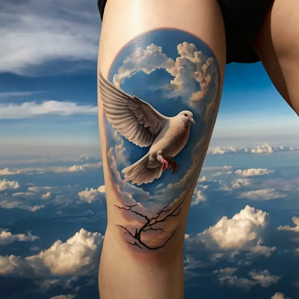 dove tattoos with clouds (37)