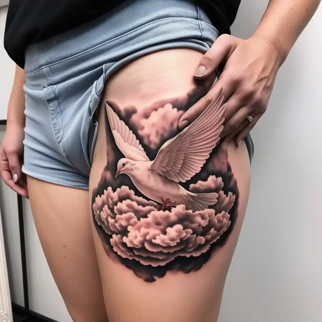 dove tattoos with clouds (9)