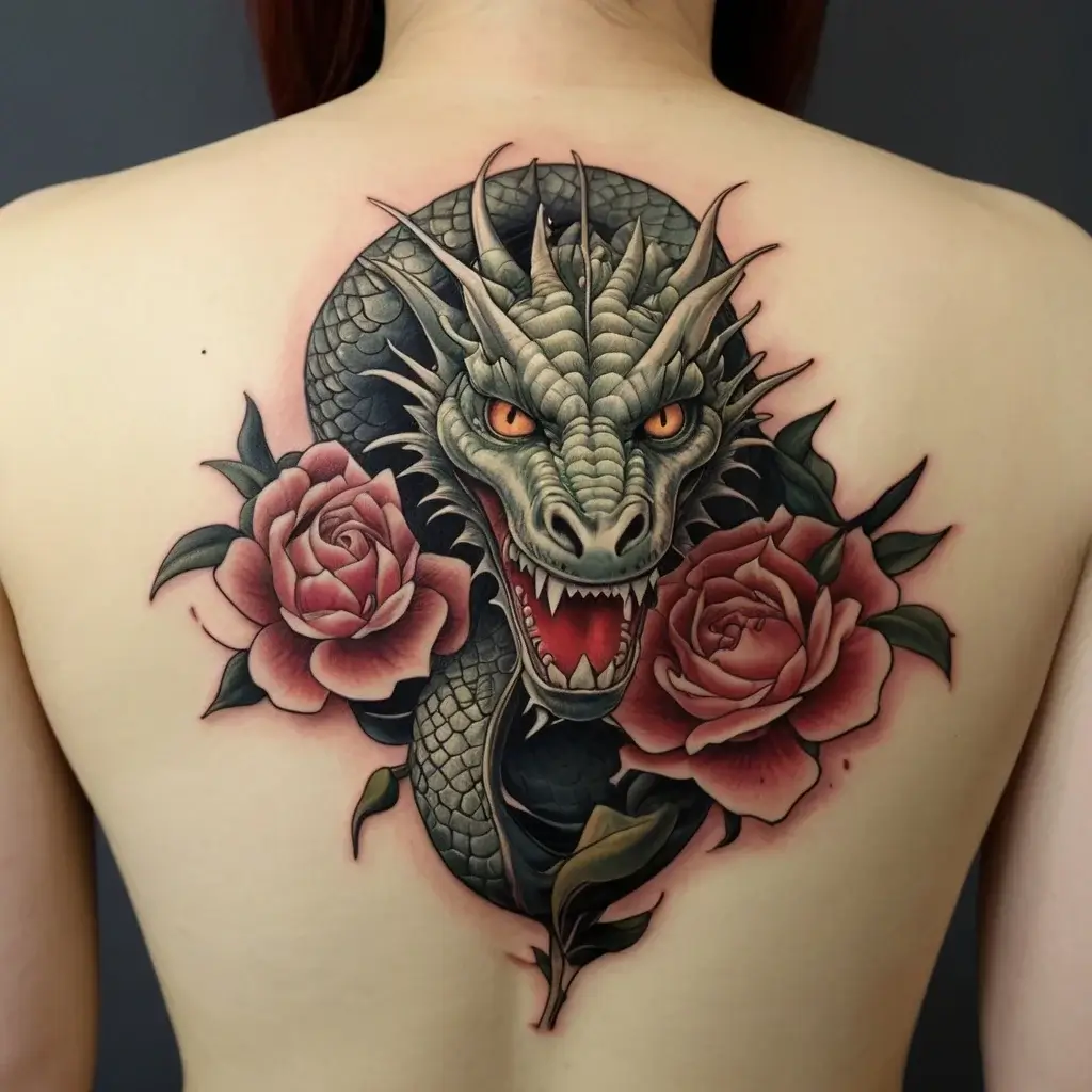 flower and dragon tattoo (2)