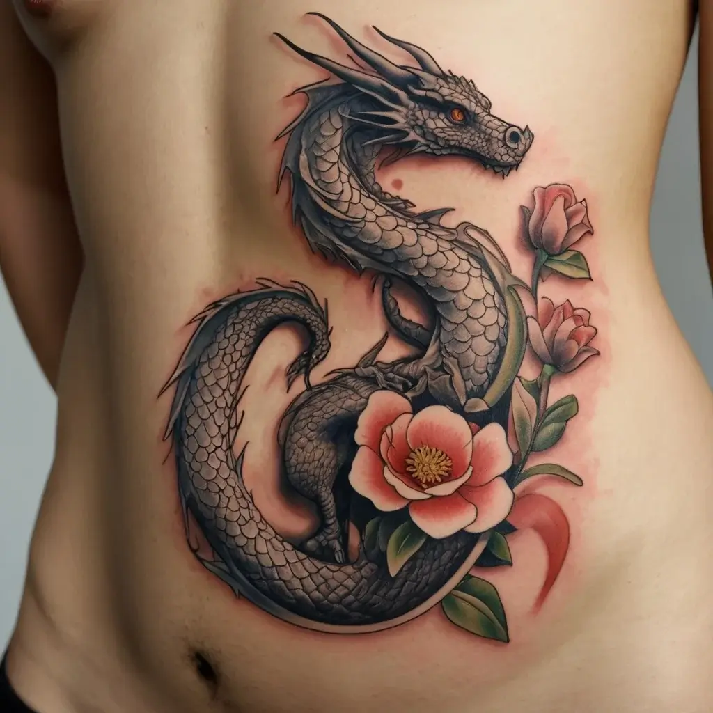 flower and dragon tattoo (3)