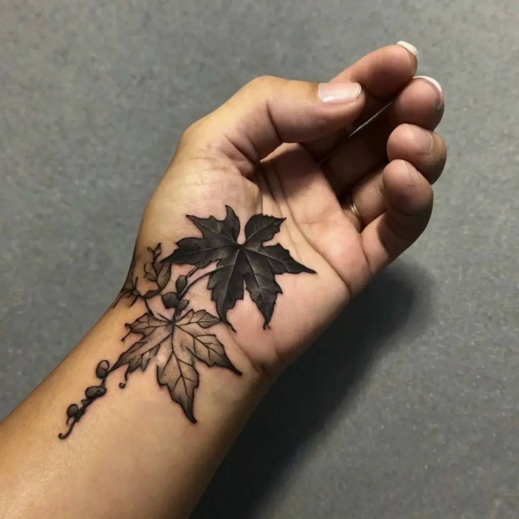 leaf tattoos (74)