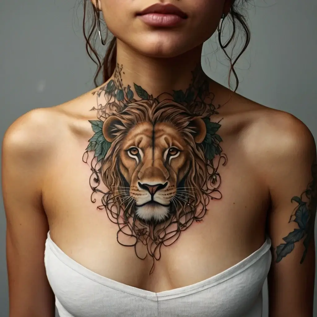 loin and flower tattoo (20)