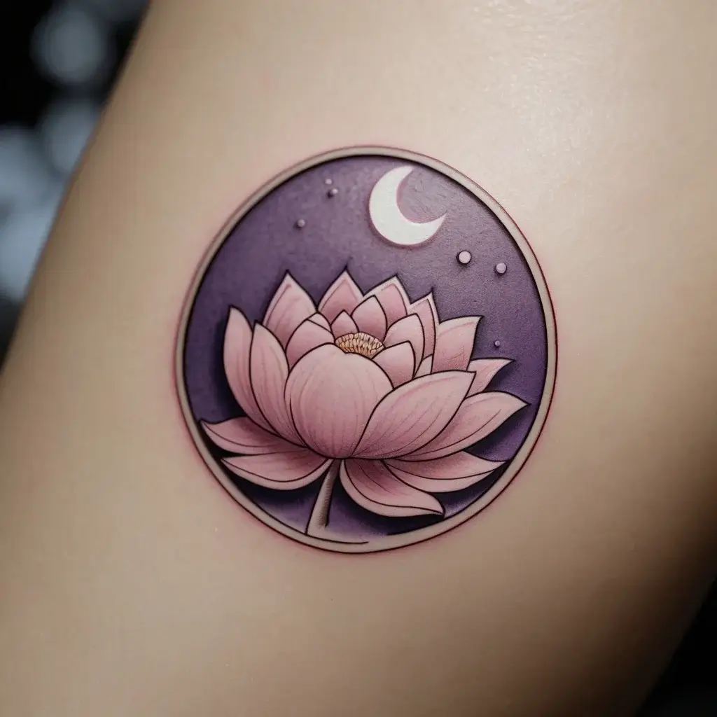 moon and lotus tattoo (10)