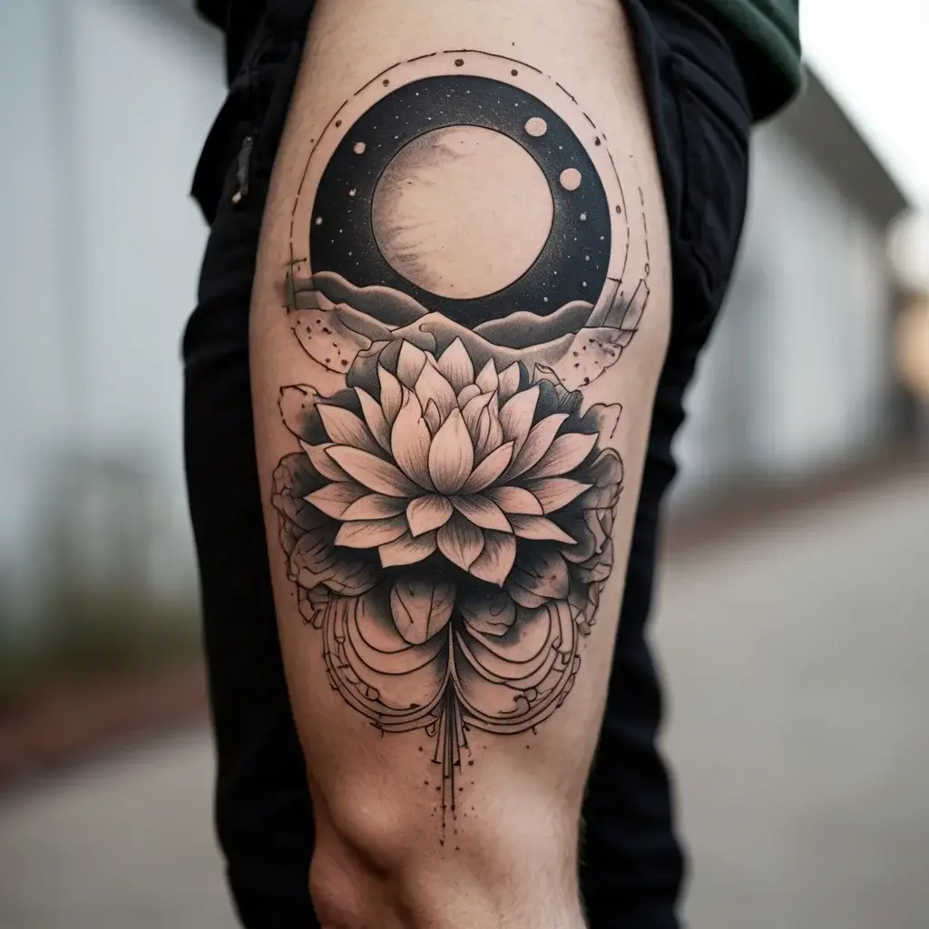 moon and lotus tattoo (100)