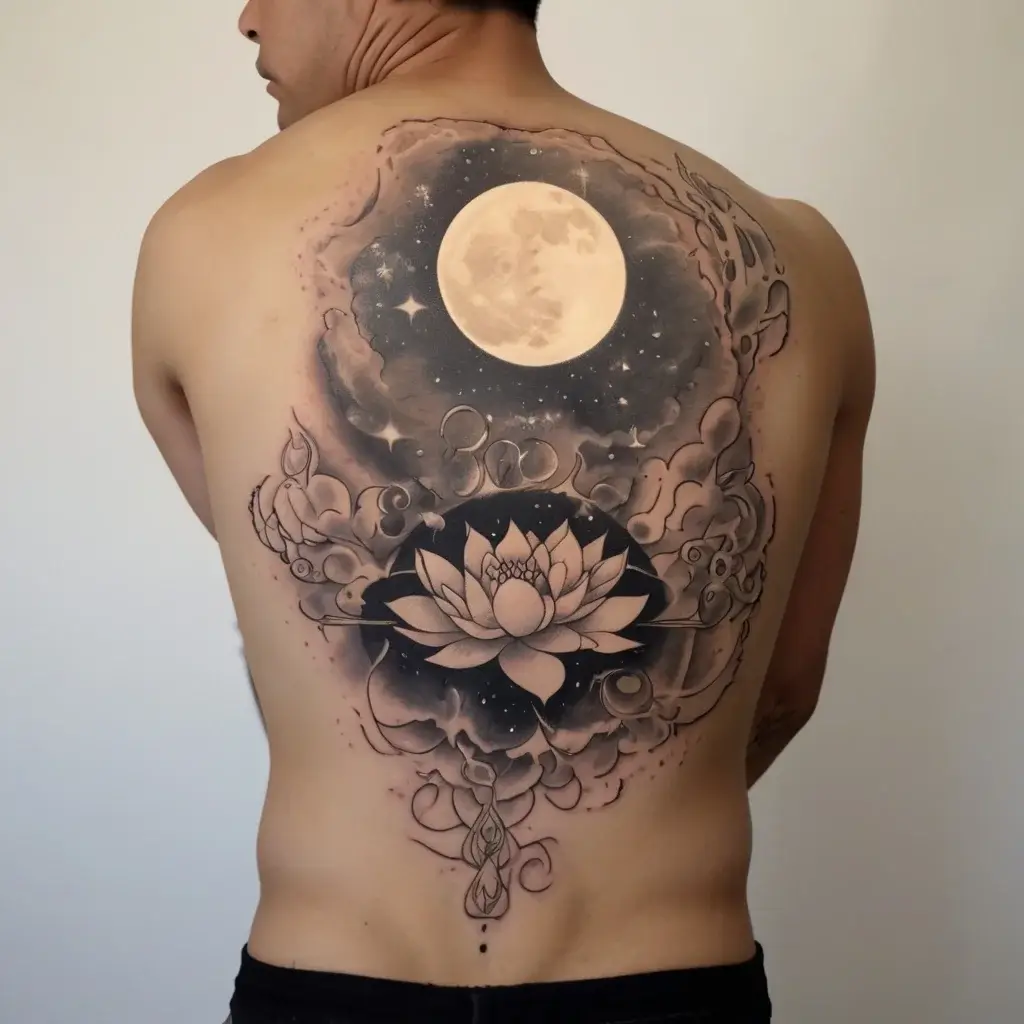 moon and lotus tattoo (105)