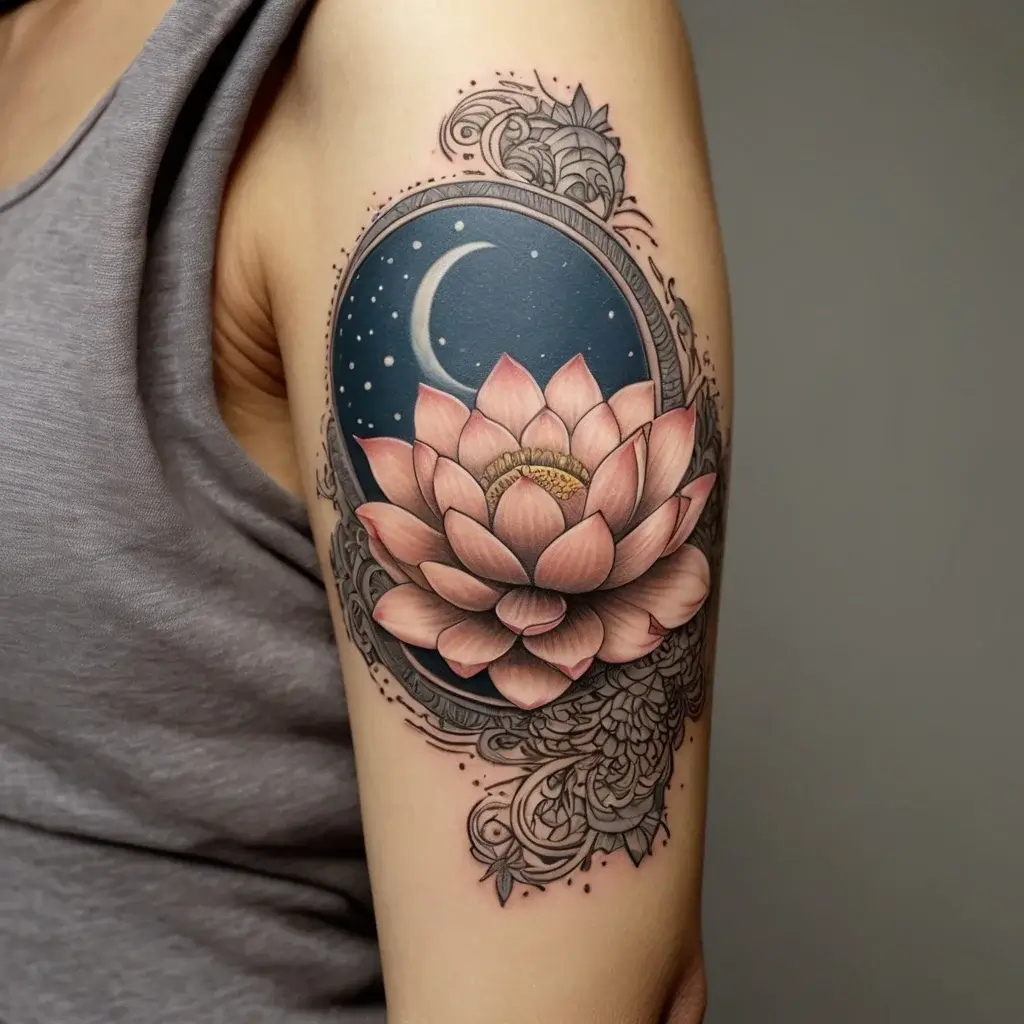 moon and lotus tattoo (106)