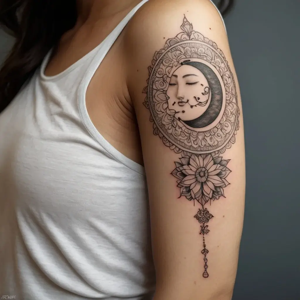 moon and lotus tattoo (107)